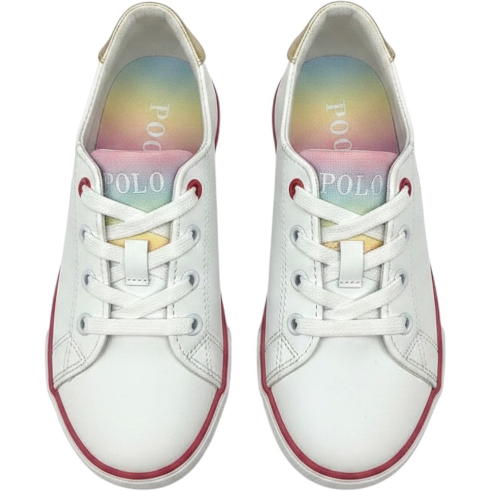 Polo Ralph Lauren Fantor III Sneakers Toddler 10 White Rainbow Ombre Low Top